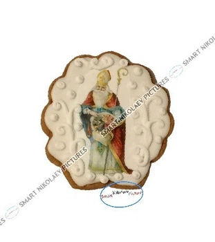 Імбирний пряник від Святого Миколая, іменний, їстівний солодкий подарунок для дітей з сахарною картинкою вис. 10 см (SNP - 00959а)