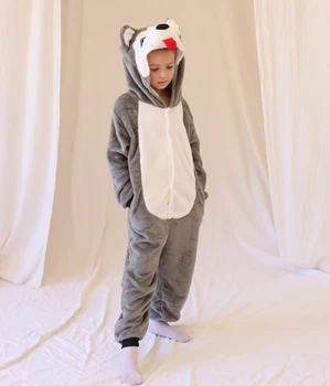 Пижама Кигуруми Слип Для Мальчиков Kigurumi Щенок Хаски Серый 100-110 см. (2028/2)