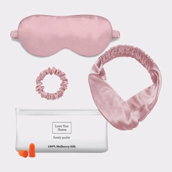 Комплект (маска для сна + повязка для волос + резинка + беруши + чехол) Love You 5034 Розовый (4820000005034)