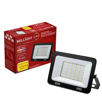 Світлодіодний прожектор низьковольтний 12–36V Bellight 30W 4000K IP65, LED прожектор для вулиці, фасаду, двору та технічного освітлення