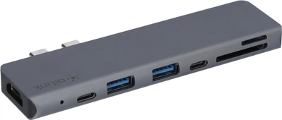 USB-хаб адаптер Ailink Aluminium 7 в 1 USB-C 4K HDMI Card Reader Hub Multi Port AI-CH7D Space Grey