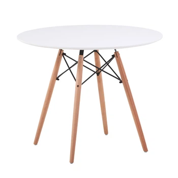 Стол обеденный для гостиной, кухни, столовой Этна MDF D=100 cm Mix Mebli МДФ/дерево/металл цвет белый/натуральный/черный