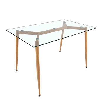 Стол обеденный в гостиную, кухню Джангл Glass 120х80х75 стекло прозрачный/металл натуральный бежевый Микс Мебель