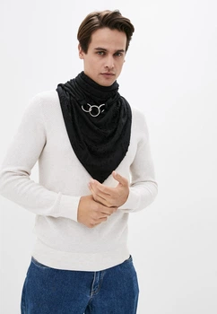 Шарф "Эдинбург" большой трендовый от MyScarf теплый черный мужской с кольцами