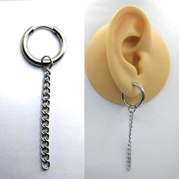Довга сережка кільце з ланцюжком Stainless steel