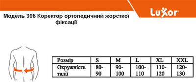 Коректор ортопедичний Luxor 306 жорсткої фіксації (розмір XXL)