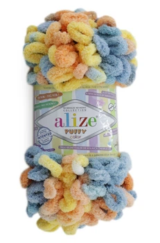 Пряжа для вязания Alize Puffy Color 6314 Оранжево-голубой