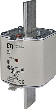 Запобіжник ETI NH-4 gL/gG 630A 500V для тримачів PK 4 120kA 4116101 ножовий універсальний