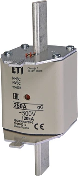 Запобіжник ETI NH-3C gG 250A 500V KOMBI 120kA 4186219 ножовий універсальний