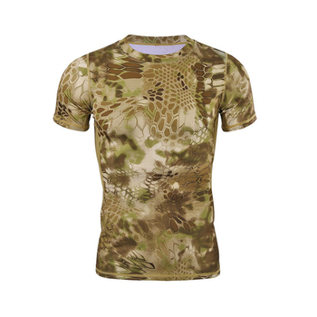 Тактична футболка Lesko A159 Brown Kryptek розмір L з коротким рукавом військова (K/OPT2-4851-27109)