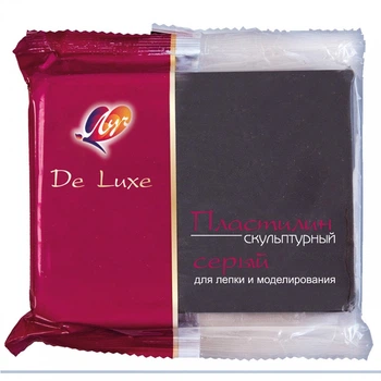 Пластилин скульптурный серый "De Luxe" 300 г.