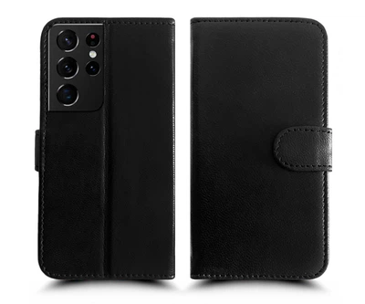 Чохол-книжка Caseshop для Samsung Galaxy S21 Ultra G998 з натуральної шкіри чорний