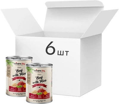 Упаковка консерв для собак Chicopee яловичина з рисом 6 шт по 400 г (4015598019125)