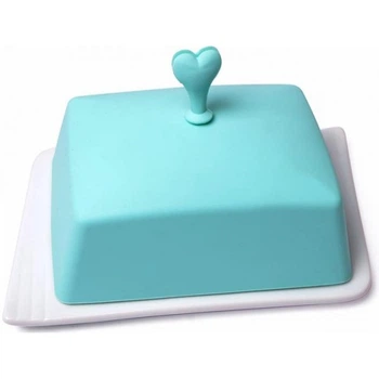 Маслянка керамічна Fissman Ennafa з силіконовою кришкою, аквамарин
