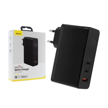 Сетевое зарядное устройство Baseus GaN2 Pro Quick Charger (CCGAN-J01), 120W, ( в комплекте - кабель Type-C ), Black для ноутбков MacBook, Asus, Lenovo, Huawei, HP, Samsung, Razer