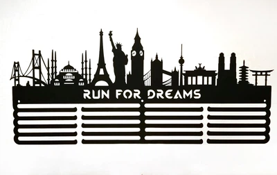 Медальница "E-Trophy" Run for dreams Стальная(черный)