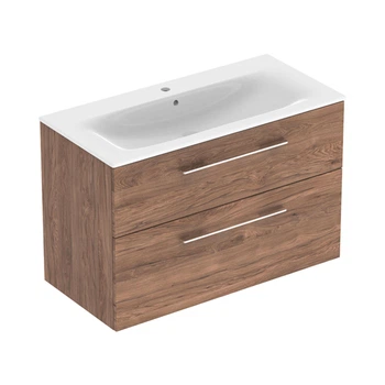 Тумба з раковиною Geberit Selnova Square slim rim 100, темний горіх (501.246.00.1)
