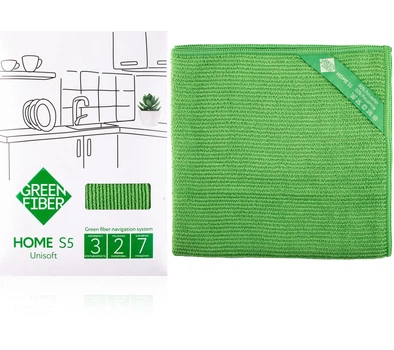 Серветка GreenWay Green Fiber HOME S3, Файбер вельветовий, зелений (06036)