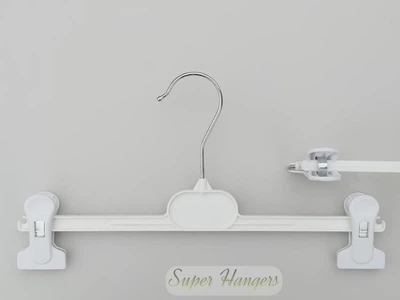 Плічка вішалки Hanger B30 білі пластмасові з прищіпками для штанів і спідниць 30 см
