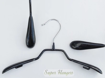 Детские плечики вешалки Hanger 31 см черные металлические широкие в силиконовом покрытии