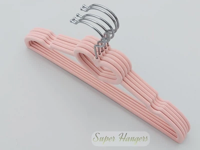 Набор 5 шт детские плечики Hangers Сердечко 32 см розовые бархатные флокированные