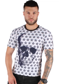 Футболка чоловіча Krutyakov SKULL STARS S чорнобілий