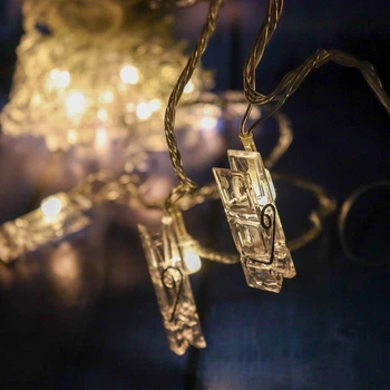Гірлянда Bonita Прищіпки 20 LED лампочок Теплий Білий, 700 см, прозорий провід, перехідник (1698-105)