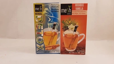Упаковка чаю в стиках Mesh stics Detox та Ройбуш з ваніллю 32шт