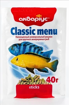 Корм Аквариус Класик меню палички для великих акваріумних риб 40 г