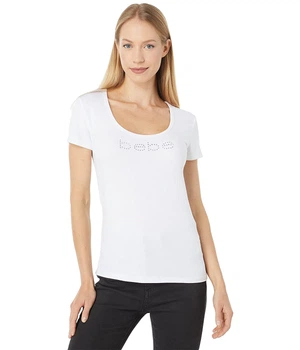 Футболка bebe Bebe Logo Ribbed Tee Bright White, S (44) (11481563)