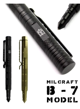 Ручка тактична B7 Milcraft Авіаційний алюміній Чорна
