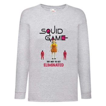 Лонгслив реглан Игра в Кальмара 009 (Squid game) серый (SQD-009 gry) 164 см