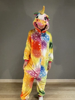 Пижама кигуруми Kigurumi Цветной Единорог со звездами на молнии размер L 165-175 см