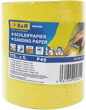 Шліфпапір S&R 115 мм х 5 м, зерно 40, в рулоні (236405115)