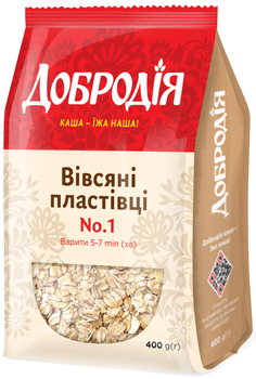 Упаковка хлопьев овсяных Добродія №1 400 г х 5 шт (4820182202551) 