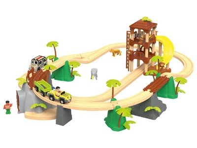 Детская деревянная железная дорога "Джунгли" PlayTive Junior 3,7м 45 эл Германия со звуковыми эффектами