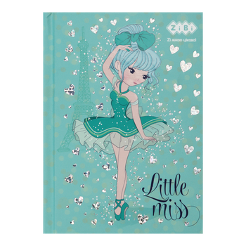 Блокнот А6 64арк ZB.12714-06, LITTLE MISSклітинка,тверда обкладинк,мат.лам.+лак,гліт,бірюзовиий(10)