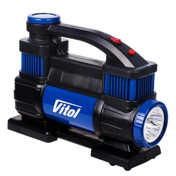 Автокомпрессор Vitol 150PSI 25A 90л 2 цилиндра шланг 1м+5м клеммы