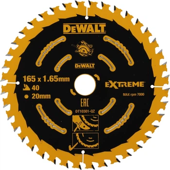 Диск пильный DeWalt по дереву 165 мм 40 (DT10301)