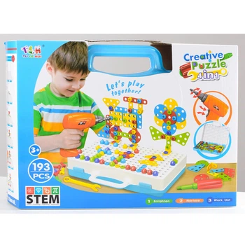 Мозаика конструктор с шуруповертом Creative Puzzle 193 детали TLH-28