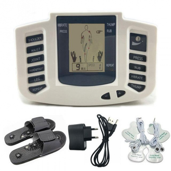 Массажер электро стимулятор Белый точечный для тела и стоп Electronic Pulse Massager JR-309A, тапочки-миостимуляторы (IS33)
