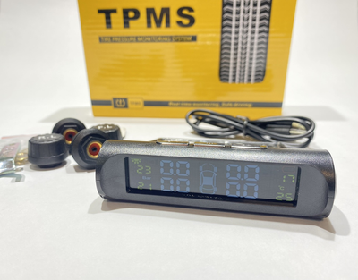 Система контроля давления в шинах + температура TPMS 4 внешних датчика (солнечная панель, USB)