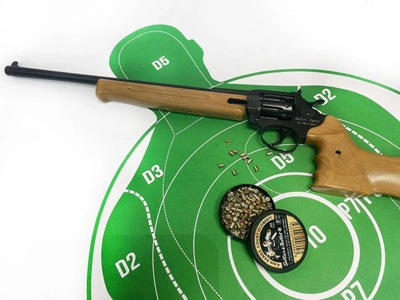 Револьверная винтовка под патрон Флобера Safari SPORT cal. 4 мм ствол 43 см, буковый приклад и цевьё