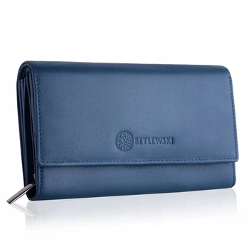 Женский кожаный кошелёк Betlewski с защитой RFID 10 х 17,5 х 4 см (BPD-SS-12) синий