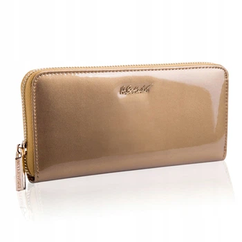 Женский лакированный Betlewski Premium кошелёк с защитой RFID 9,5 х 19,5 х 2,5 см (BPD-VS-5201) золотой