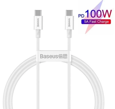 Кабель Type-C на Type-C BASEUS Superior Series Fast Charging Data Cable (2M, 5A, 100W). White