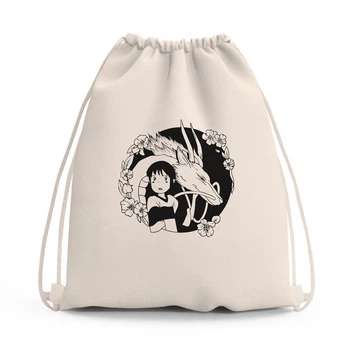 Сумка для обуви Тихиро Огино Сэн и Хаку Унесённые призраками (Chihiro Ogino Sen and Haku Spirited Away) (10428-2647-1) Бежевая