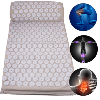 Массажный игольчатый коврик + валик Бежевый Акупунктурный для спины и ног лечебно-профилактический