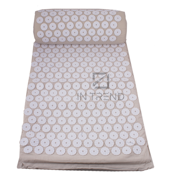 Масажний голковий килимок + валик Бежевий Акупунктурний для спини та ніг лікувально-профілактичний