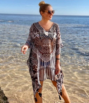 Туника пляжная женская INDIRA 62755 L/XL Серо-белый